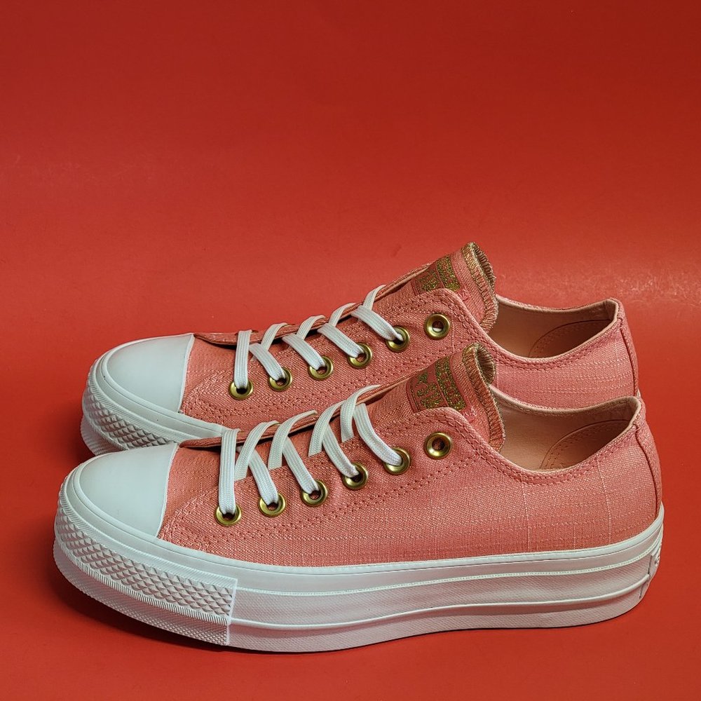Converse Women's CTAS Ox Lift Platform 560675C  Pink/Driftwood/White - Picture 5 of 12